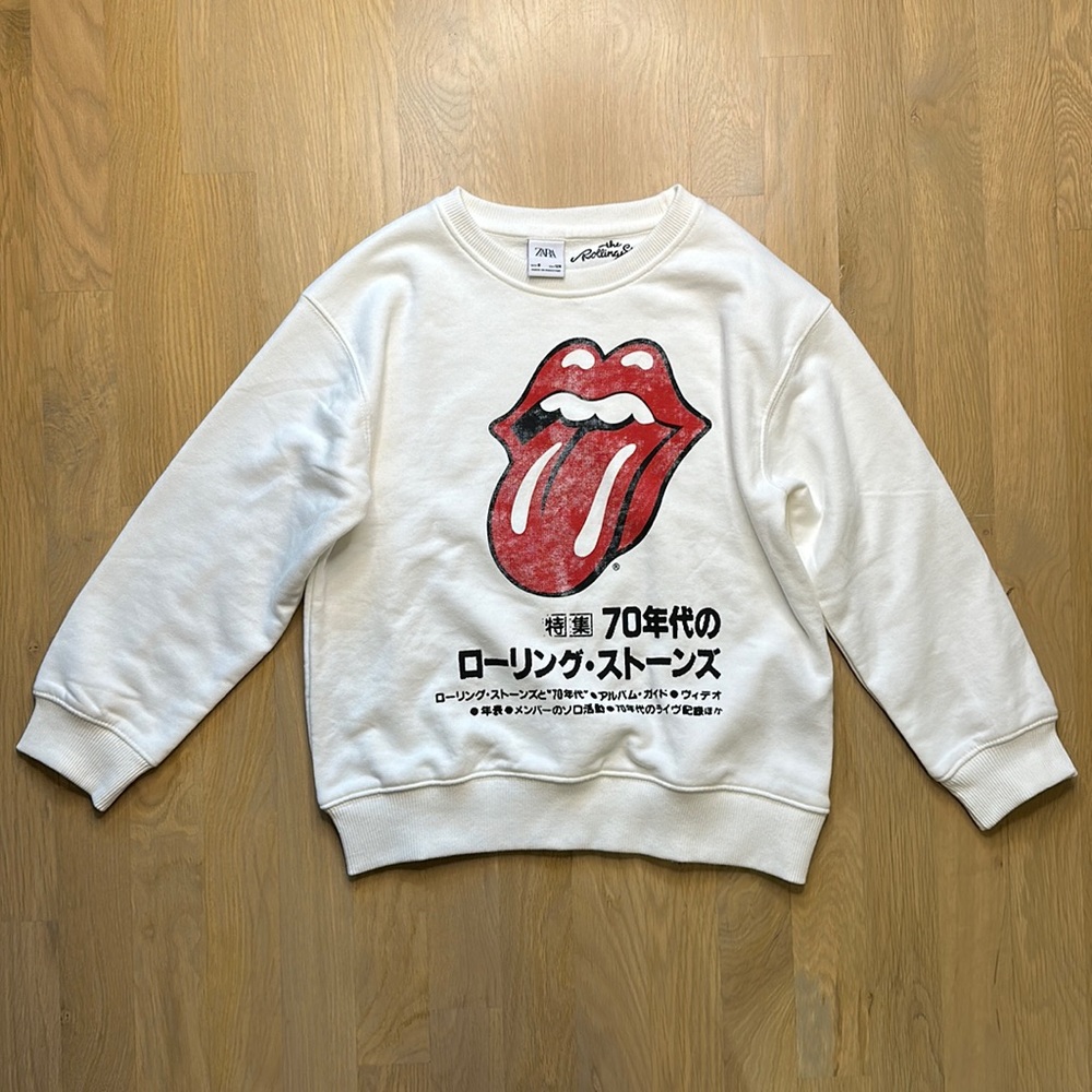 Zara Kids White Rolling Stones Sweatshirt Size 8